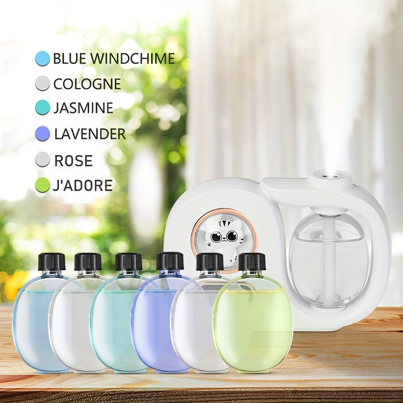 Automatic essential oil diffuser set with timed spraying, digital display, and long-lasting deodorization. Ideal for bedrooms, bathrooms, living rooms, offices, and aroma diffusion.