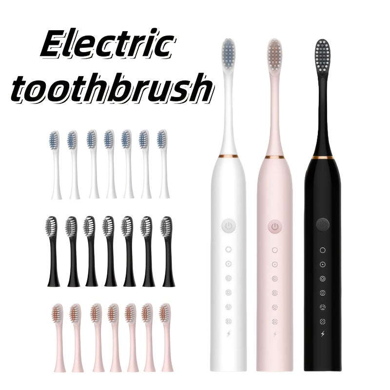 USB Rechargeable Sonic Electric Toothbrush with Replaceable Brush.