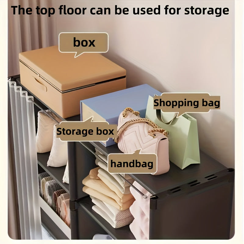 Versatile Metal Storage Shelf with Waterproof Finish, Sleek Modern Design, Simple Assembly, Dust-Resistant, Perfect for Organizing Books, Clothing, and Shoes in Homes, Offices, Classrooms, Dorms, and Rentals - Ideal as a Wardrobe Organizer or Under-Bed