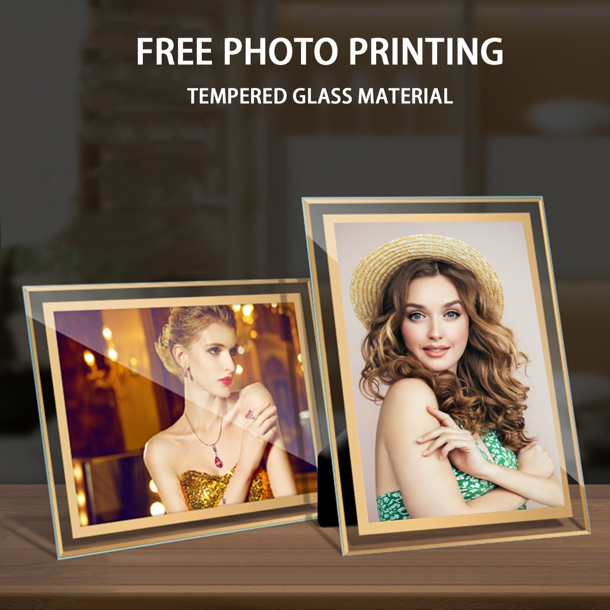 Qicai Xiaolu DIY Clear Tempered Glass Photo Frame in 15.24cm/17.78cm sizes - Enjoy Free Printing, Ideal for Home Decor, Wedding Memories, and Birthday Presents