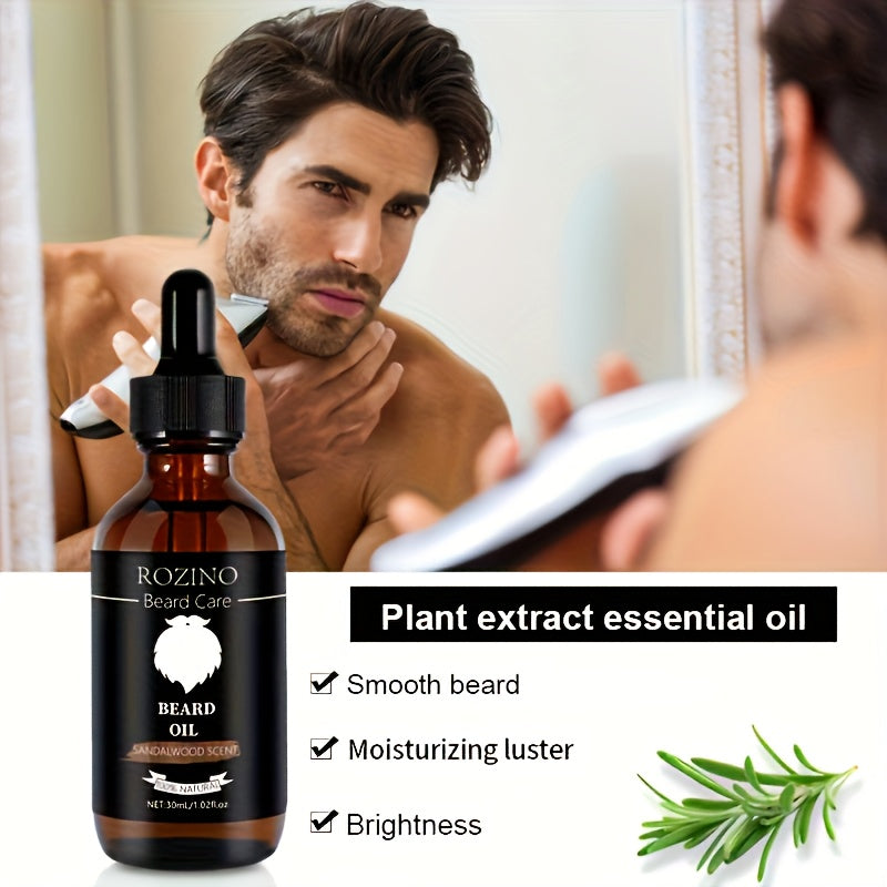 Sandalwood Beard Care Oil with Plant Glycerin for deeply moisturized, soft and glossy beard to enhance male charm and bring you closer to the Male God.