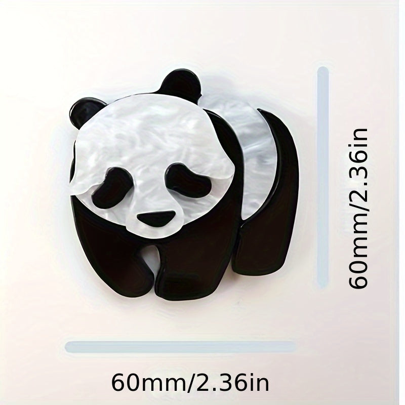 Add a touch of charm to your outfit with this Acrylic Panda Brooch. This fashionable and abstract cute cartoon pin is a unique accessory for women's novelty clothing. Perfect for ladies who love animal shapes and cute styles, this fashion jewelry piece