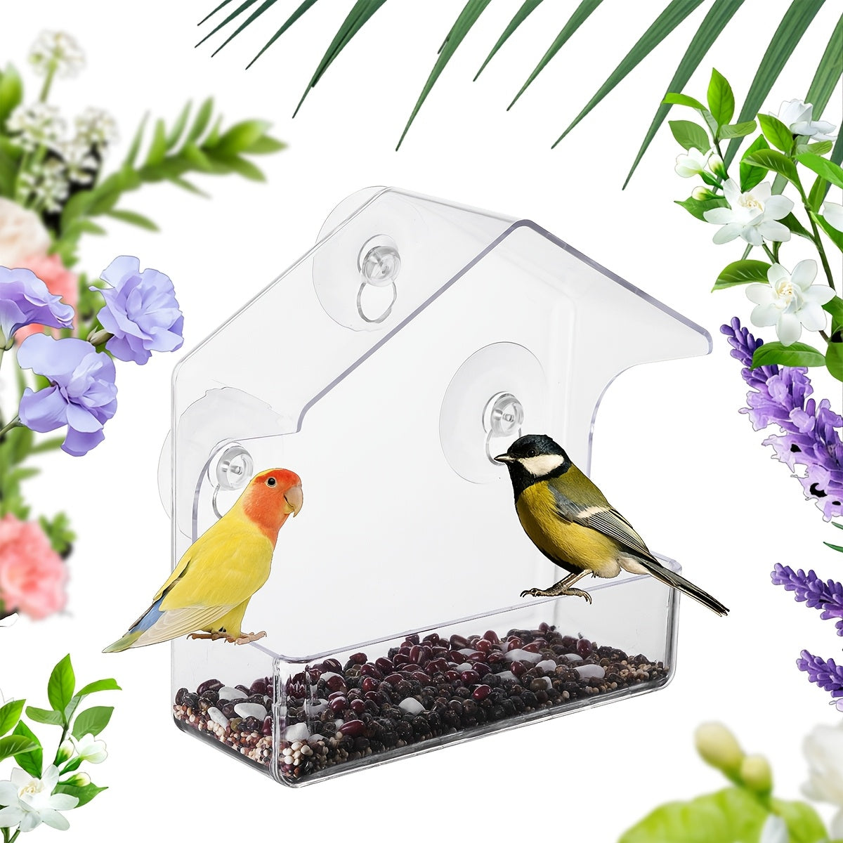 Durable Clear Acrylic Bird Feeder for Outdoor Wild Birds