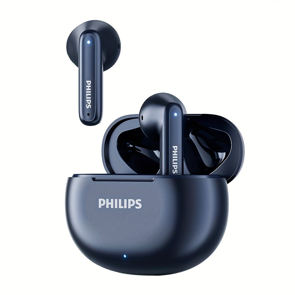 New Philips Sport Headset with Wireless Charging Case, Rechargeable Battery, Semi-open-back Design, Condenser Microphone, TWS Earphones TAT1199