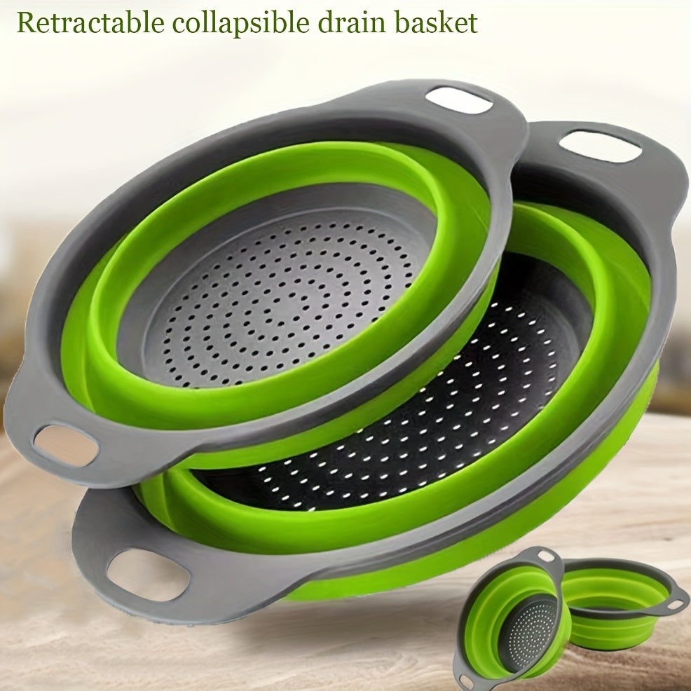 Silicone Collapsible Colander with Handle - Perfect for Washing and Draining Fruit, Vegetables, and Pasta - A Kitchen Gadget for Easy Cleaning and Cooking