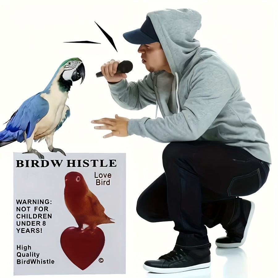 Plastic bird call whistle with realistic sound attracts birds, ideal for parrot toy or pet supplies.