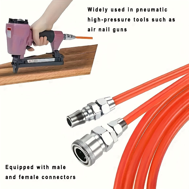 1pc 10m/15m/20m PE8*5mm Air Compressor Hose with Quick Connect Coupler, suitable for Europe and America, ideal for air tools and instruments.