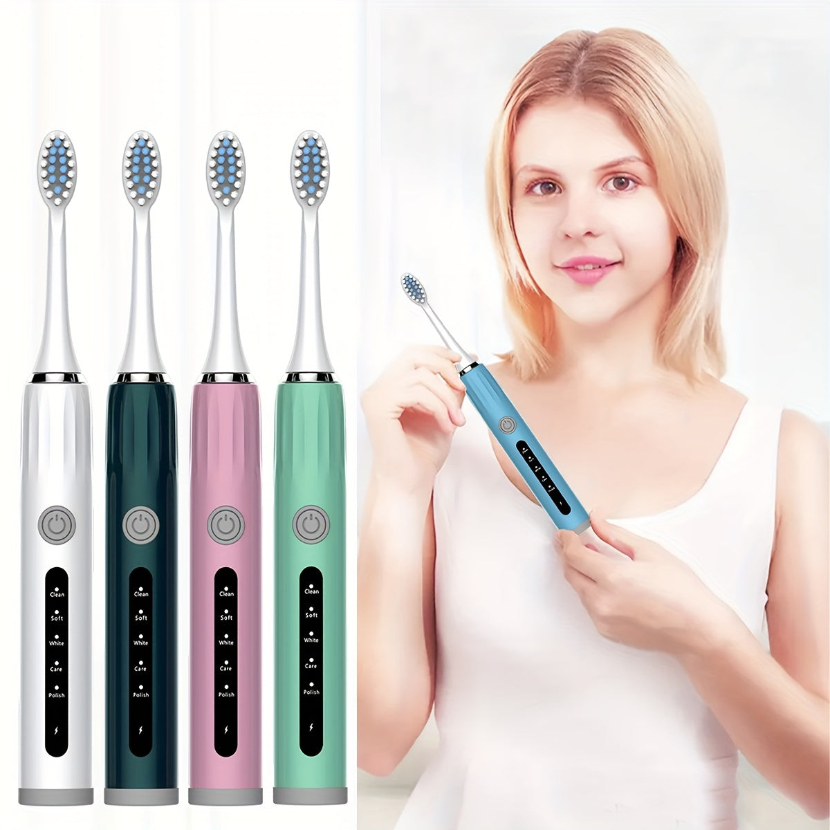 High-quality adult electric toothbrush with USB charging, 8 brush heads. Choose from 5 colors. Fully automatic, suitable for sensitive gums and teeth.