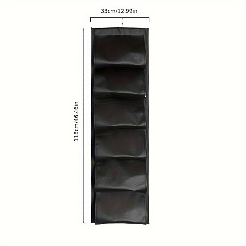 Foldable dustproof shoe organizer with 12 compartments for hanging, a perfect space-saving storage solution for your shoes in the closet or wardrobe. Can also be used for boots.