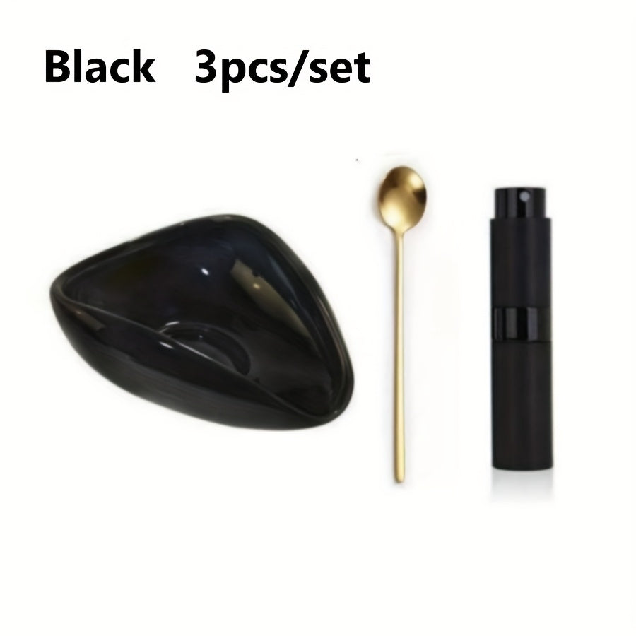 Essential Set for Coffee Lovers: Includes Ceramic Dosing Cup, Spray Bottle, and Stirring Spoon - Choose from Black or White, Available in 1pc, 2pcs, 3pcs, or 4pcs