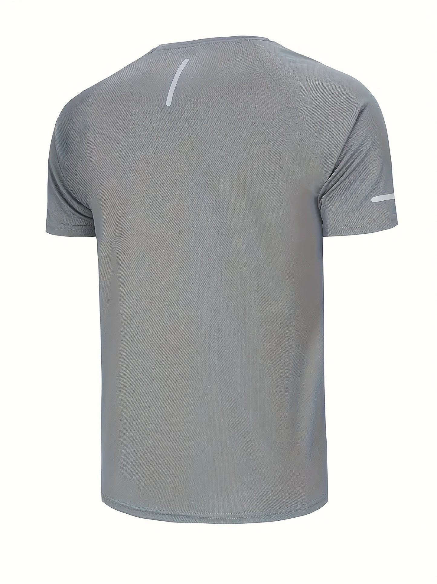 4 Men's Solid Sports T-shirts with Reflective Strips, Breathable and Quick Dry, Perfect for Gym and Running