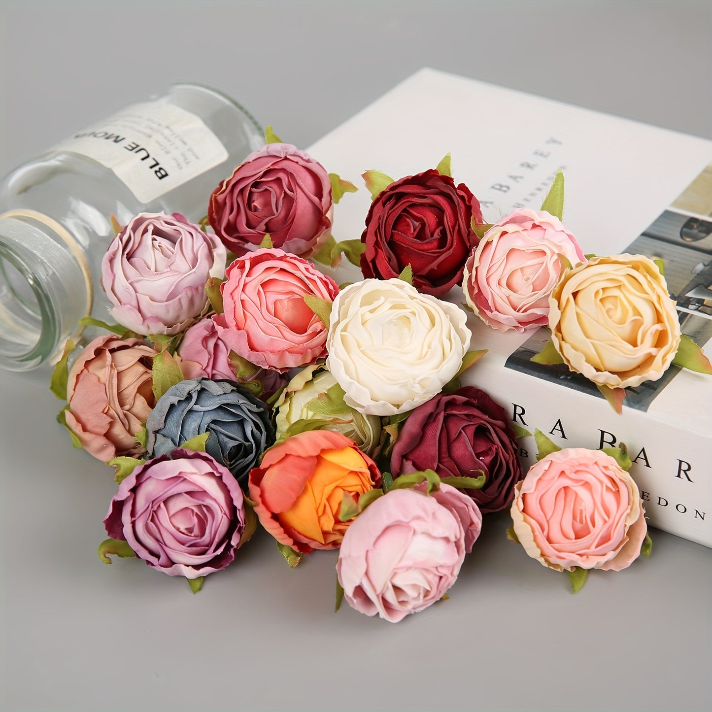 10 pieces of silk tea buds roses for DIY wedding bouquets and Christmas decorations.