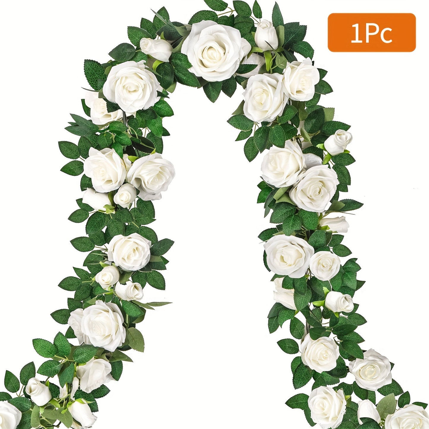 6 meter White Rose Artificial Garland for Various Occasions including Weddings, Gardens, and Christmas Décor.