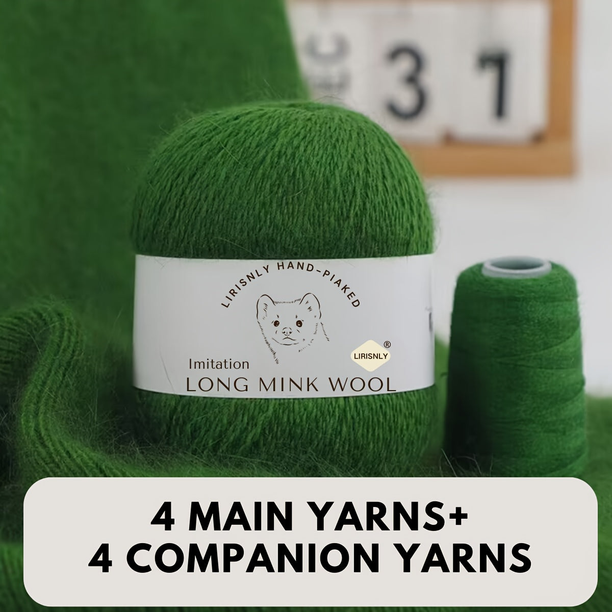 4pcs of faux mink wool and long wool totalling 280g, with 50g faux mink wool and 20g companion thread each. Skin-friendly and warm, suitable for knitting scarves, sweaters, hats, etc.