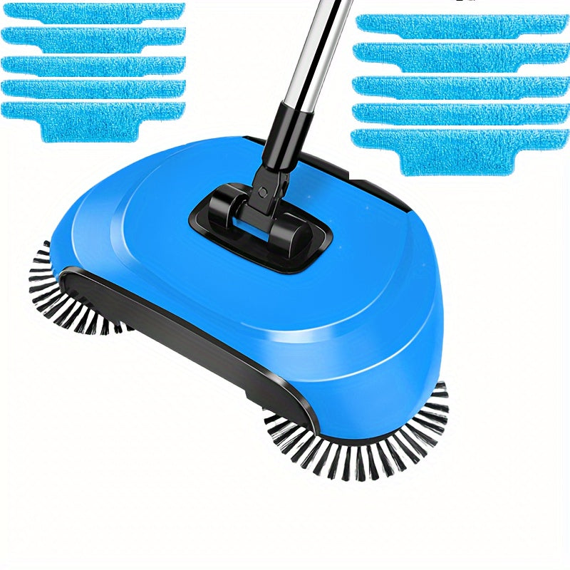 1Set of 3-in-1 Multifunctional Hand Push Sweeper, Vacuum Cleaner, Sweeping and Moping Machine. Ideal for Removing Garbage, Pet Hair, and Dust with Both Dry and Wet Use. Perfect for Hardwood and Ceramic Tiles. Includes 1/2/5/10 Cloths and Various Cleaning