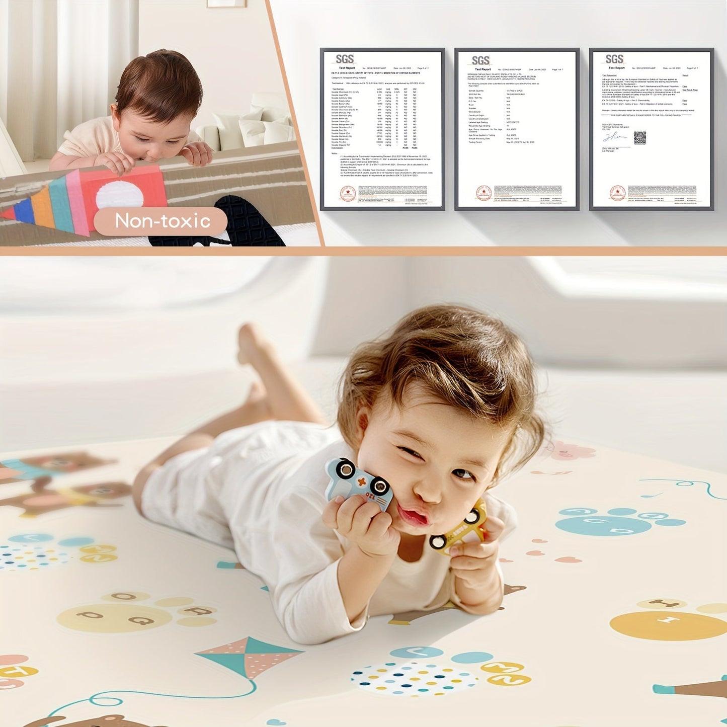 Foldable and portable, the Reversible XPE Youngsters Play Mat is perfect for indoor and outdoor use. Measuring 179.83cm x 119.89cm, this non-toxic and BPA-free crawling mat is ideal for young children. Whether in the bedroom or living room, this