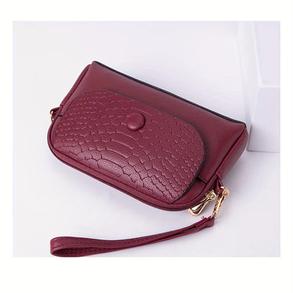 Stylish mini crossbody bag for women with removable strap and zipper closure. Suitable for commuting and shopping.