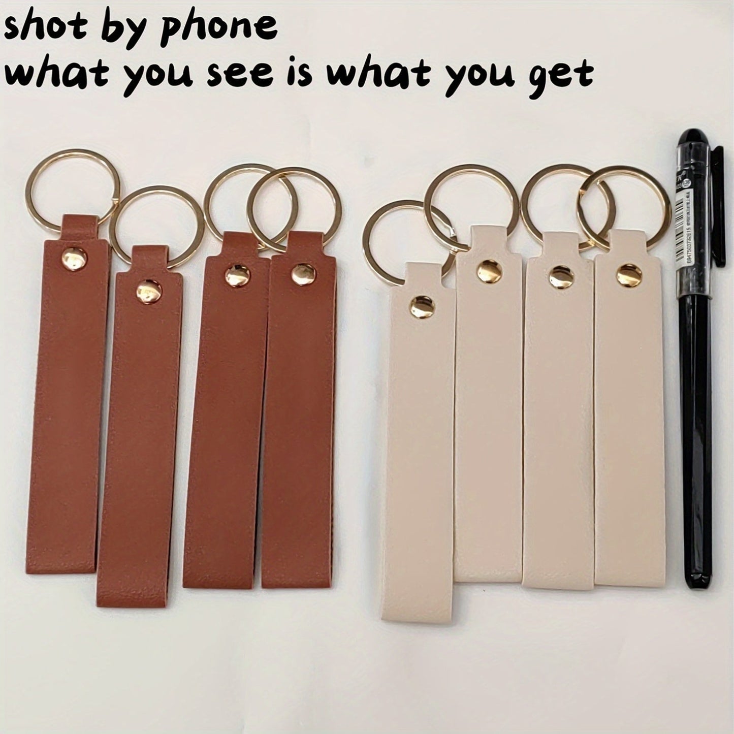 Custom Engraved Leather Keychains - Set of 50 PU Leather Blanks with Key Rings - Ideal for Personalized Gifts for Women - DIY Key Chain Crafting Kit