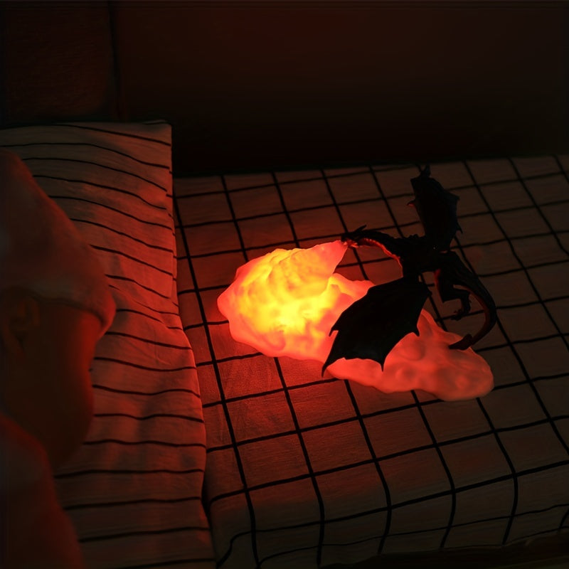 1 Fire Dragon Lamp: 3D Printed Volcano Dragon Night Light for Bedroom or Office.