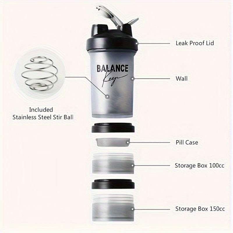 BPA-free plastic protein shaker bottle for holidays, hand wash only and no need for electricity or batteries.