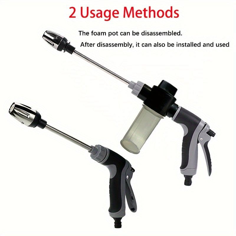 Multi-Purpose High-Pressure Car Wash Spray Gun with Easy Connect Adapters - Ideal for Cleaning Pets and Outdoor Spaces, Comes with 3/4" & 1/2" Hose Nozzles