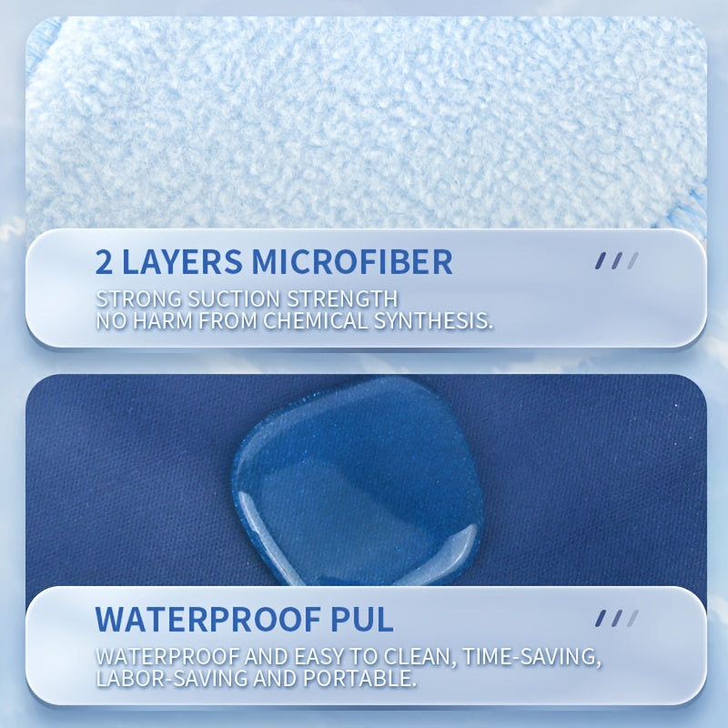 8 reusable blue polar fleece menstrual pads for daily use, waterproof and washable. Suitable for periods and as a panty liner.