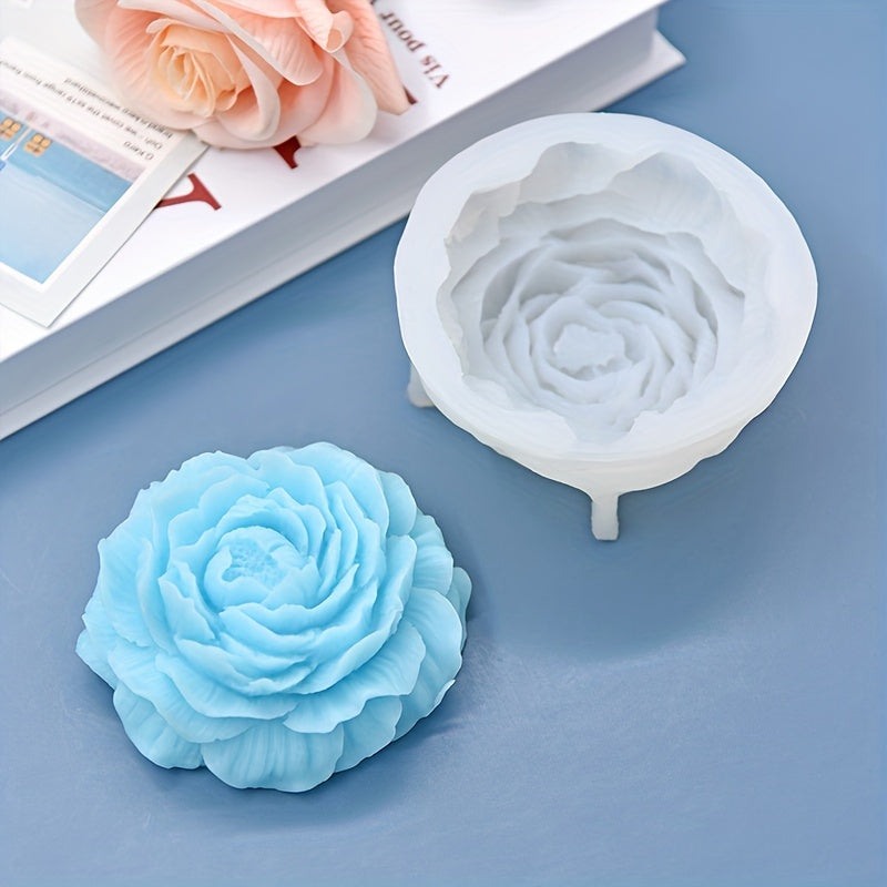 Silicone Peony Flower Mold for DIY Desserts and Decorations - Perfect for Pudding, Chocolate, Candy, Soap, Clay, Ice Cubes, and Cakes - Baking and Kitchen Supplies