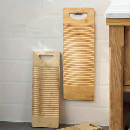 New washing board, perfect for old-fashioned washing in your home or dormitory. Made of natural bamboo with square corners.