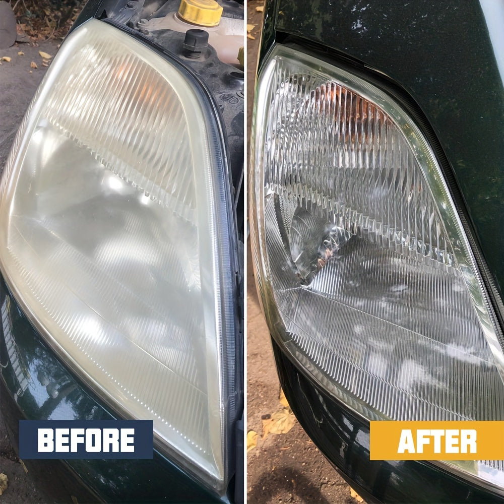 Restore car headlights with a milk-based brightening agent that eliminates yellowing, aging, and the need for polishing.