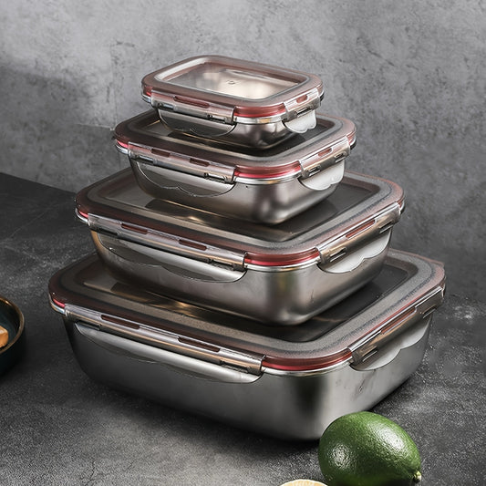 Stainless Steel Food Storage Container with Lid - 1 Piece, Portable and Reusable Fresh-keeping Box for Meat, Fruit, and Vegetables. Perfect for Kitchen Organization and Storage, Complete with Kitchen Accessories.