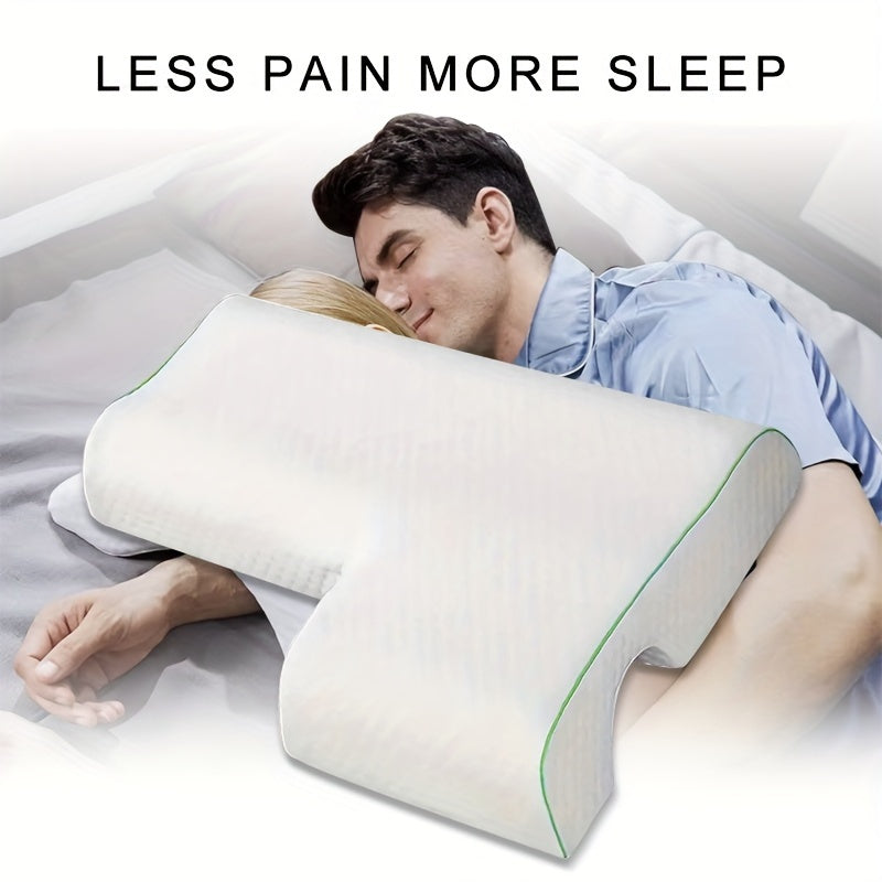 Slow-rebound memory foam pillow with arch support perfect for back and side sleepers. Ideal for couples, office, and bedroom. Great gift for sleep and arm pain relief. Hypoallergenic