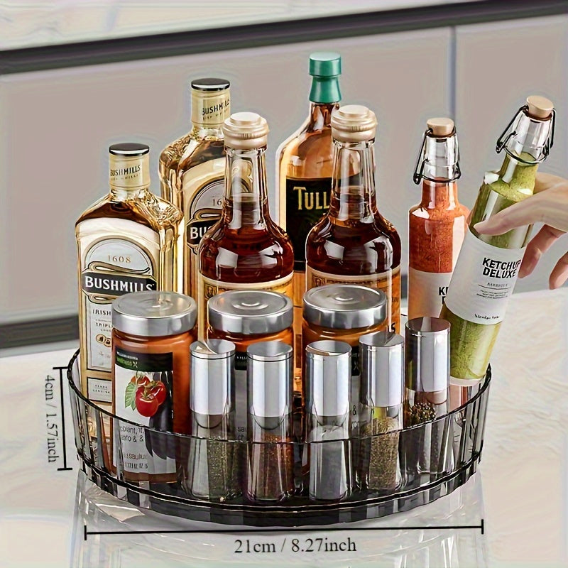 360° rotating spice rack organizer for kitchen, cabinet, fridge, and bathroom - multipurpose storage solution for condiments and seasonings, with storage bins for home organization.