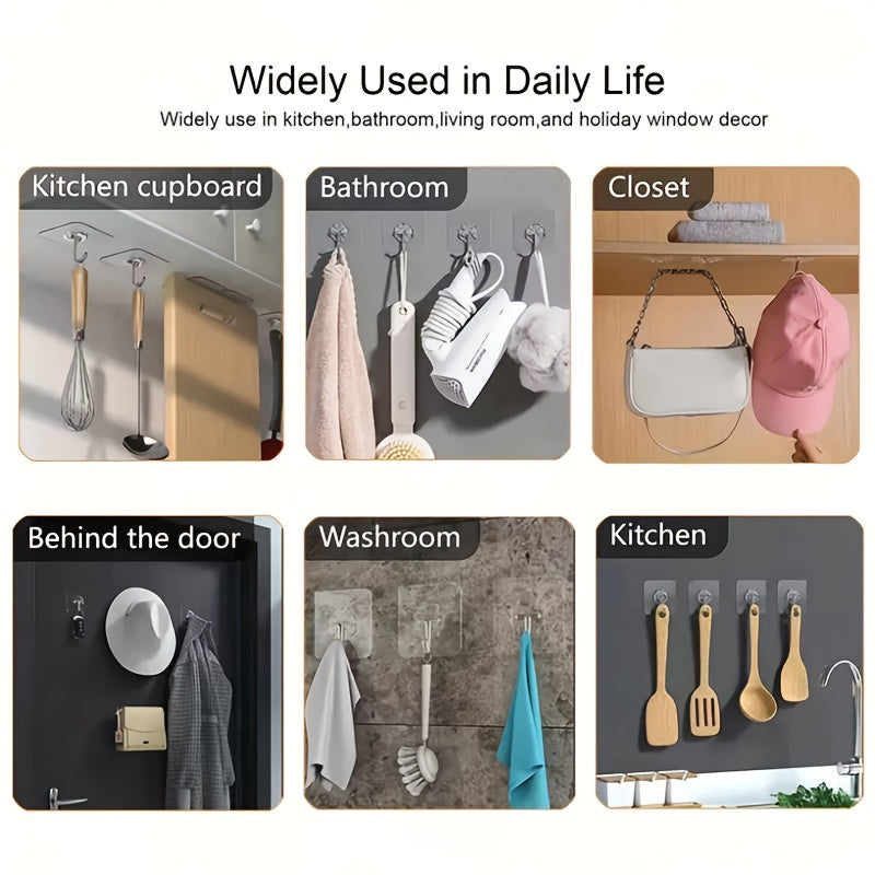 10pcs Fashion Acrylic Kitchen Utensil Hooks with No Drill Adhesive for Easy Wall Mount Storage and Organization