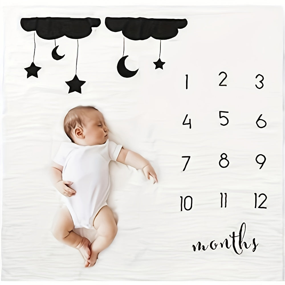 Children's Milestone Blanket - Monthly Growth Memory Keepsake, Made of Soft Polyester, Perfect for DIY Photos of Boys & Girls, Children's Photo Prop & Blanket