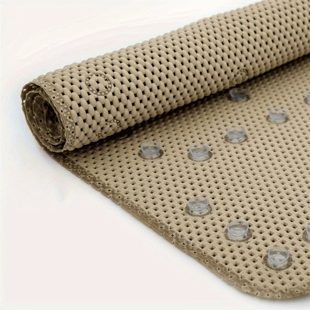 Soft Cushioned Shower Floor Grip for Bathroom Safety - PVC Bathtub Mat with Anti-Slip Design, Machine Washable, Mildew Resistant, Drain Holes, and Suction Cups included