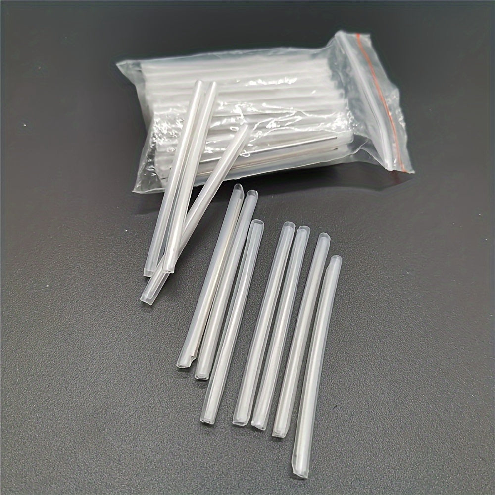 100pcs of 6cm clear fiber optic heat shrink tubing with a single core protective sleeve for fiber optic connections. 1.5mm inner diameter, made of PE material. Durable and flexible design