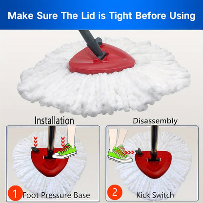 The Home Times Mop Replacement Parts includes 2 Microfiber Mop Heads, 1 Retractable 3-Section Mop Handle (55.88-124.46cm), and 1 Mop Base Cover Set specifically designed for the O-Ceda EasyWring 1-Tank Spin Mop System. This versatile set is suitable for