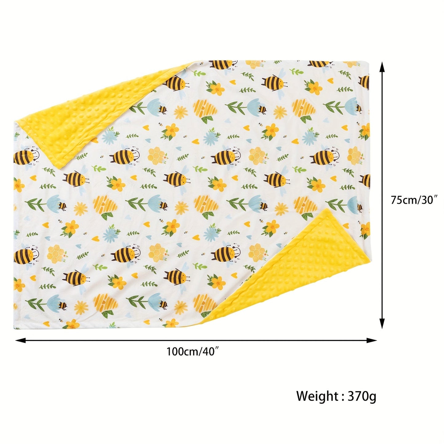 Minky Baby Blanket with Cute Print, Double-layered Micro Fleece and Silky Soft Dotted Backing, 101.6x76.2 cm