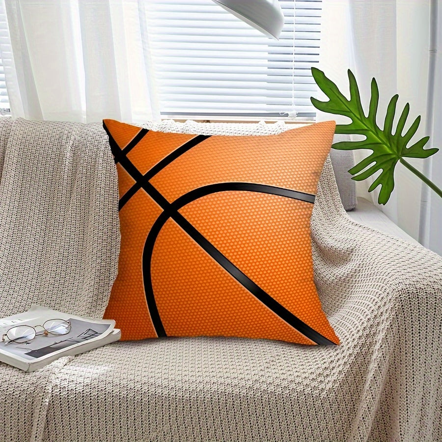 Pillowcase Only - Basketball-themed Design Throw Pillow Cover made from Polyester, Ideal for Sofa and Bed Decor, Perfect for Sports Theme Home Decor, Suitable for ages 14 and up