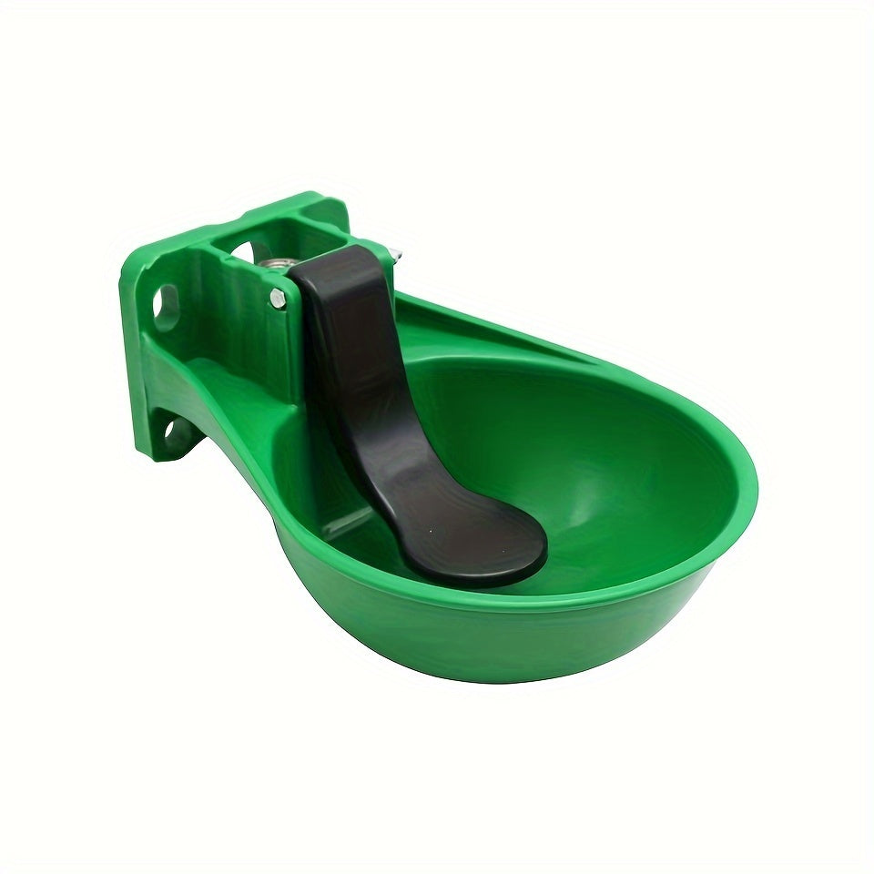 Durable plastic automatic cow and sheep drinking bowl with stainless steel valve for livestock farming.