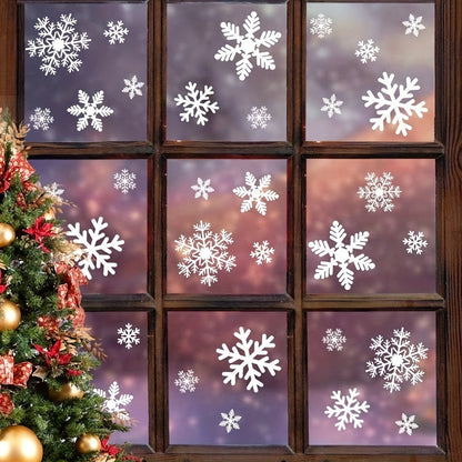 Set of 35 Classic Christmas Window Clings, featuring plastic Snowflake Decals that are easy to Peel and Stick. These 2mil Thick decorations are perfect for adding Holiday cheer to your windows. Ideal for Xmas Party Supplies and Thanksgiving Decor.