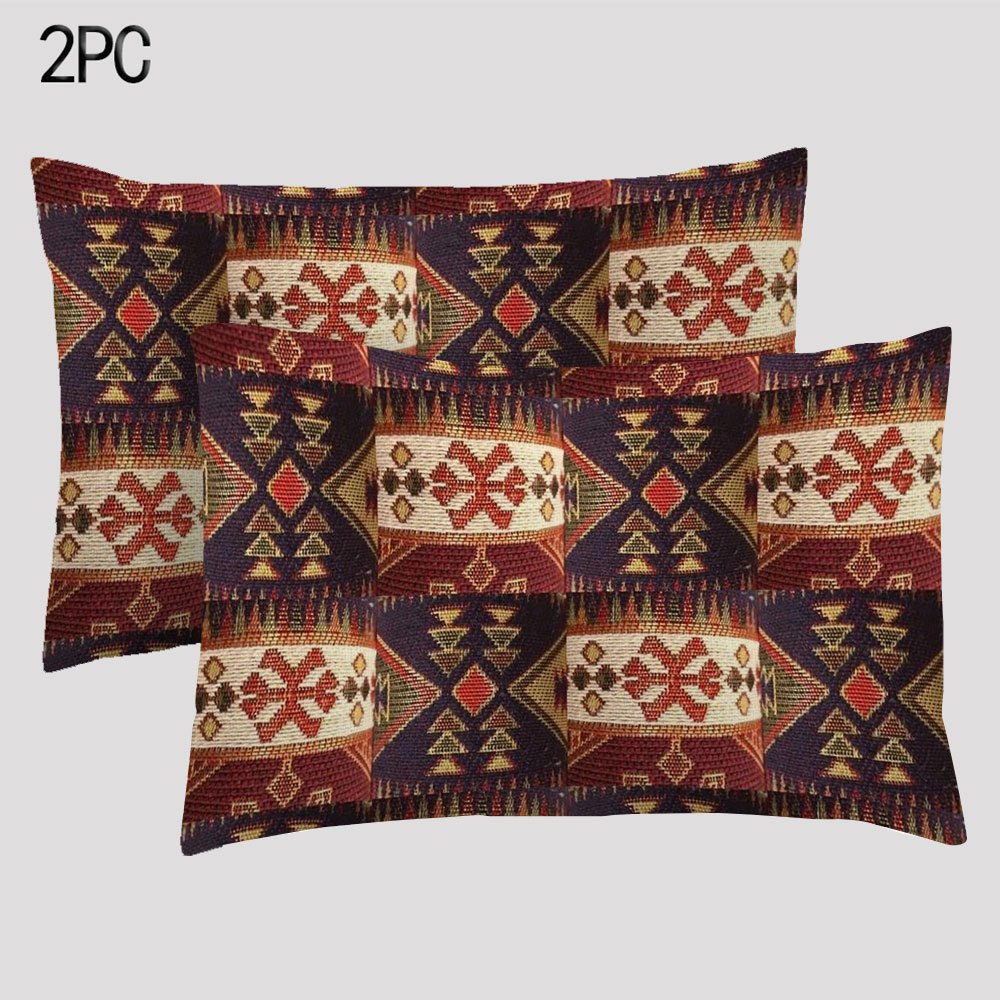 Two Boho Chic Double-Sided Ethnic Patchwork Throw Pillow Covers, measuring 30.48x50.8 cm - Made of Soft Short Plush for Sofa & Bedroom Decoration.