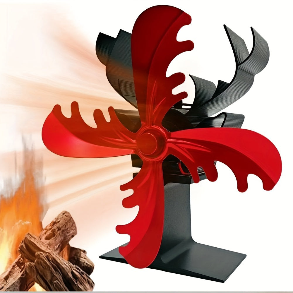 Efficiently distribute heat with the Christmas Reindeer 4-Blade Fireplace Fan, a portable mini heater perfect for winter home use.