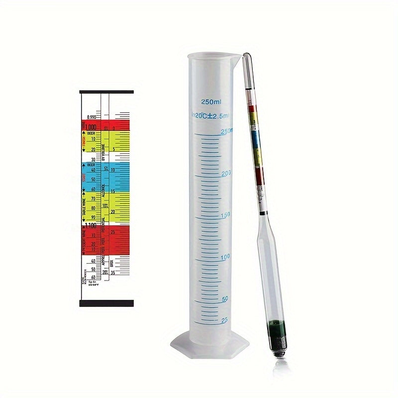 1 Set Triple Hydrometer Kit for Wine, Beer, Mead, and Alcohol Measurement, Including Cleaning Tools and Cylinder