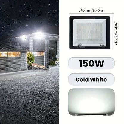 Aluminum LED floodlight suitable for outdoor use, ranging from 10-300W. Ideal for garden or playground lighting.