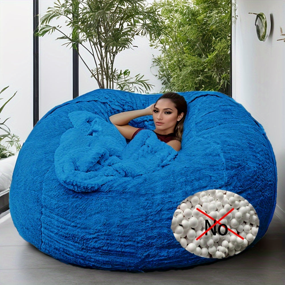 Plush bean bag chair cover in black, easy-clean, removable slipcover suitable for living room and bedroom decor. Zippered fabric protector included. Cover only.