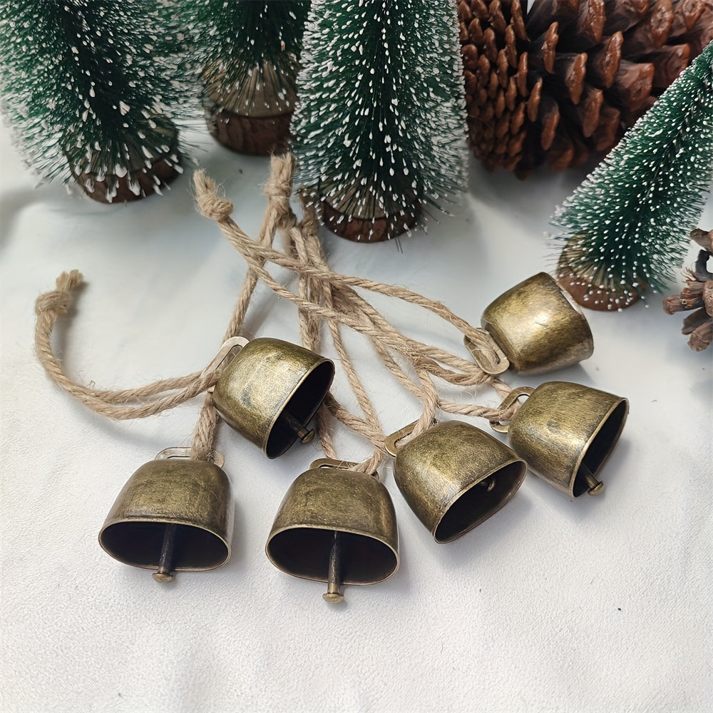 6-Pack of Cast Iron Cowbells with Rope for festive decorations and pet accessories