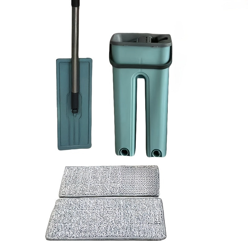 Effortlessly clean your floors with the Easy-Wring 2-in-1 Mop and Bucket Set. Featuring a thick, durable microfiber pad, this set is perfect for efficiently cleaning floors, tiles, hardwood, and laminate surfaces. Ideal for use in the kitchen, bathroom