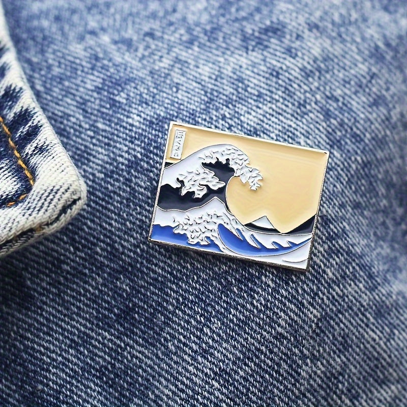 The Great Wave Pattern Enamel Pin Cartoon Brooch – Perfect for Clothing, Backpacks, and Accessories