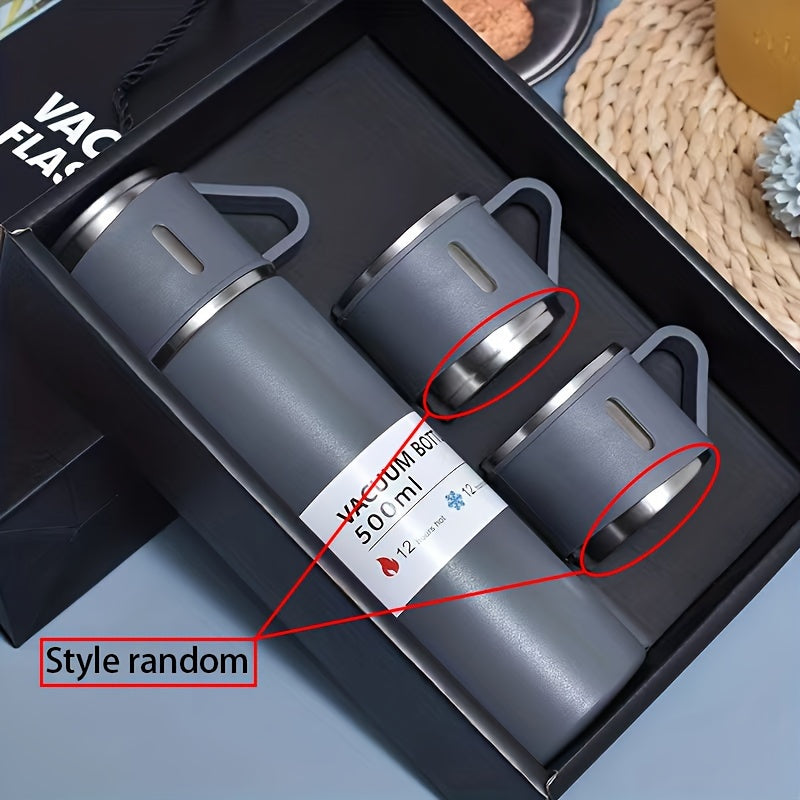 500ml Stainless Steel Insulated Mug Set with Lid - Leakproof, Portable for Hot & Cold Drinks - Ideal for Business & School